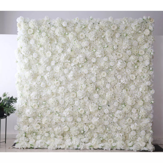 Valar Flowers Unveils: Ethereal White Elegance – A Majestic Artificial Fabric Flower Wall Dripping with Pure White Blossoms-VF-210