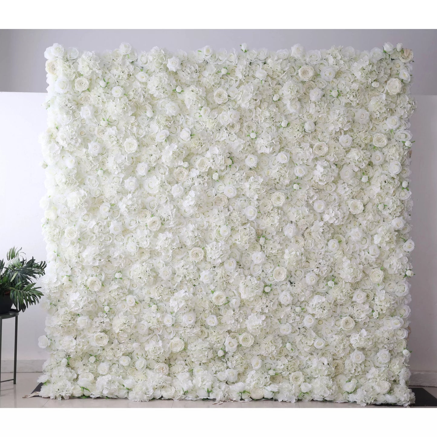 Valar Flowers Unveils: Ethereal White Elegance – A Majestic Artificial Fabric Flower Wall Dripping with Pure White Blossoms-VF-210