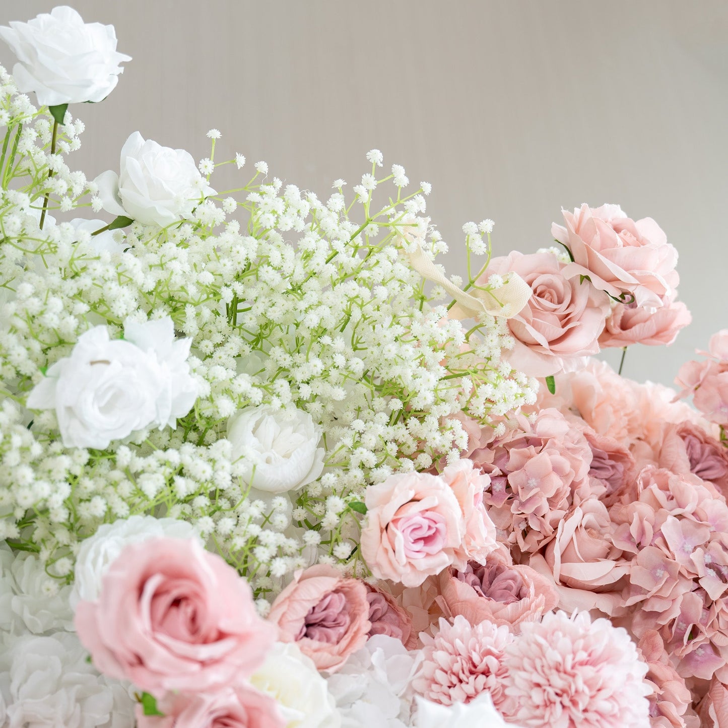 Romantic Floral Backdrop - Blush Nude and White Artificial Flower Wall for Weddings, Events, and Special Occasions-VF-418
