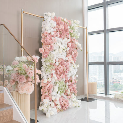 Romantic Floral Backdrop - Blush Nude and White Artificial Flower Wall for Weddings, Events, and Special Occasions-VF-418
