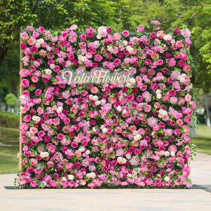 Radiant and Enchanting Multishade Pink Artificial Flower Backdrop by ValarFlowers: A Vivid Tapestry for Your Events-VF-325