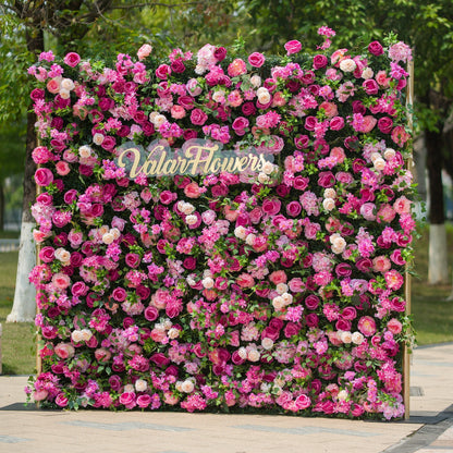 Radiant and Enchanting Multishade Pink Artificial Flower Backdrop by ValarFlowers: A Vivid Tapestry for Your Events-VF-325