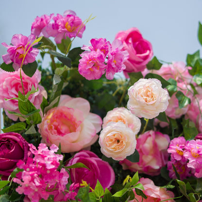 Radiant and Enchanting Multishade Pink Artificial Flower Backdrop by ValarFlowers: A Vivid Tapestry for Your Events-VF-325