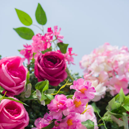 Radiant and Enchanting Multishade Pink Artificial Flower Backdrop by ValarFlowers: A Vivid Tapestry for Your Events-VF-325