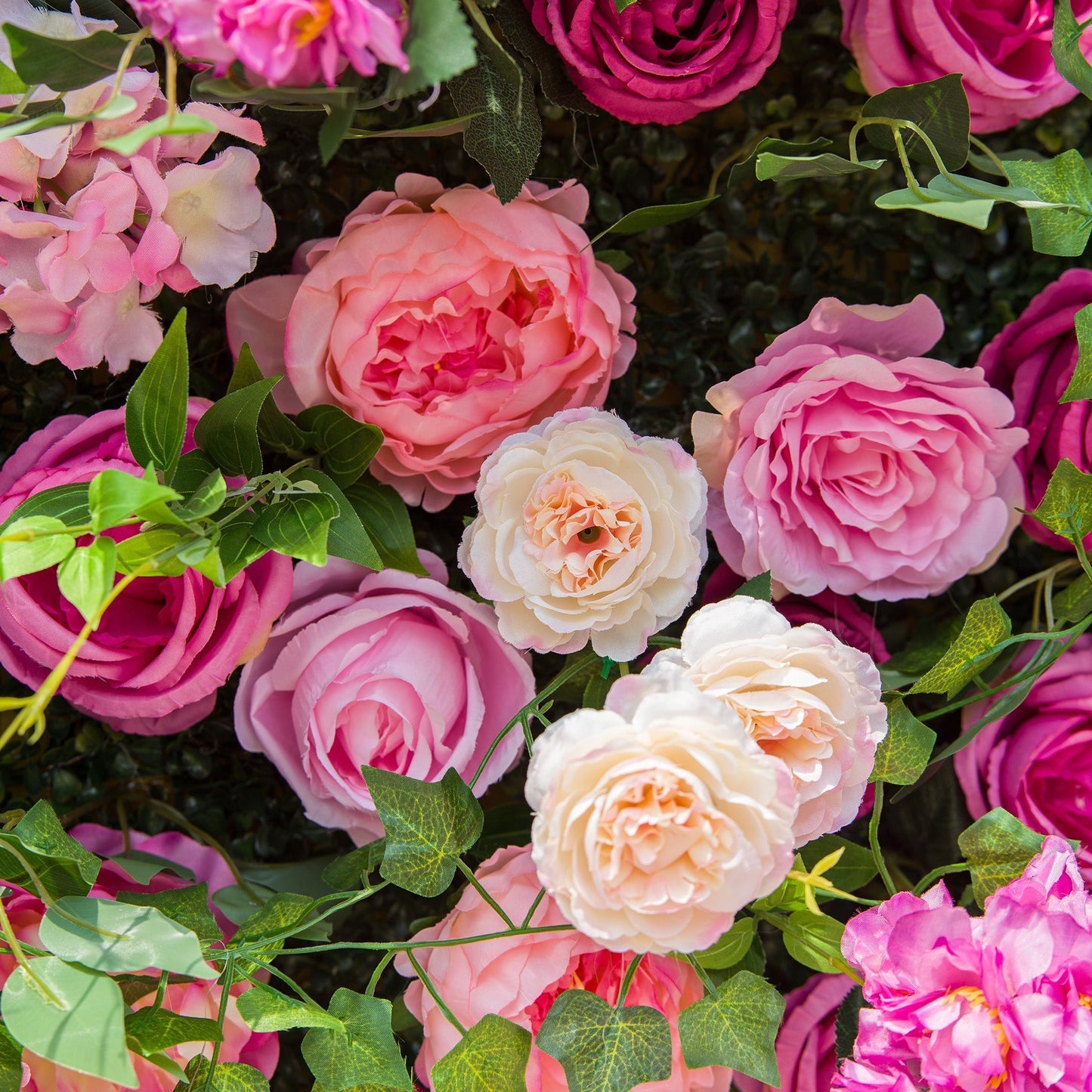 Radiant and Enchanting Multishade Pink Artificial Flower Backdrop by ValarFlowers: A Vivid Tapestry for Your Events-VF-325