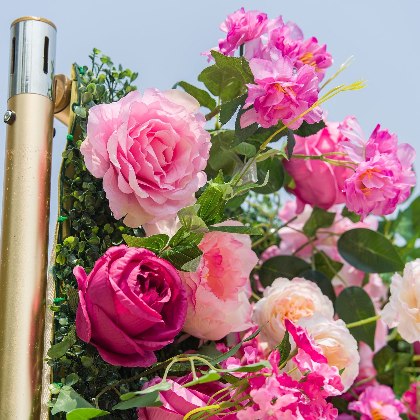 Radiant and Enchanting Multishade Pink Artificial Flower Backdrop by ValarFlowers: A Vivid Tapestry for Your Events-VF-325