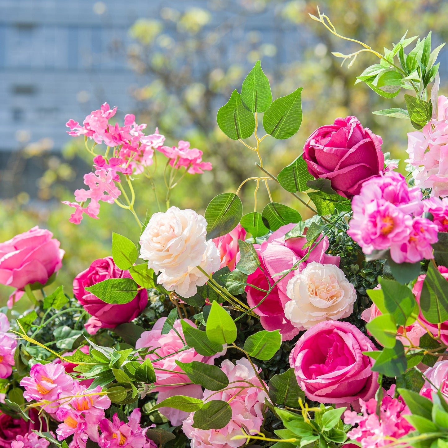 Radiant and Enchanting Multishade Pink Artificial Flower Backdrop by ValarFlowers: A Vivid Tapestry for Your Events-VF-325