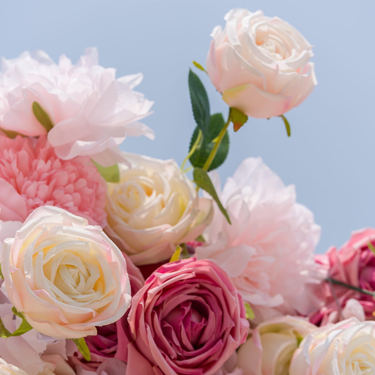 Roll Up Fabric Artificial Variety Of Pink And Cream Floral Bridal Shower Backdrop - Captivating Flowers Photography Arranged Party Event Decor-VF-503