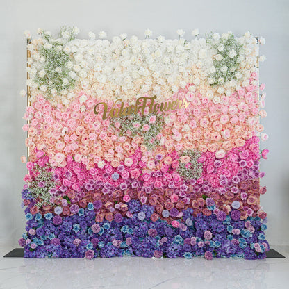 Valar Flowers Roll Up Fabric Artificial Flower Wall Wedding Backdrop, Floral Party Decor, Event Photography-VF-340