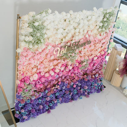 Valar Flowers Roll Up Fabric Artificial Flower Wall Wedding Backdrop, Floral Party Decor, Event Photography-VF-340